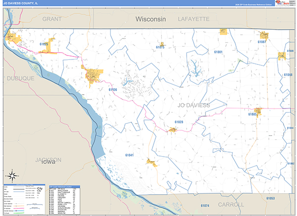 Jo Daviess County, IL Zip Code Map